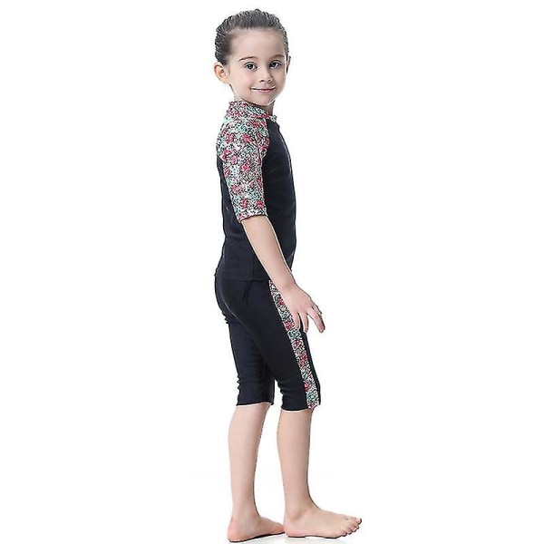børn Piger Islamisk Muslim Badetøj Modest Burkini Arab Badedragt Strandtøj Black 11-12 Years