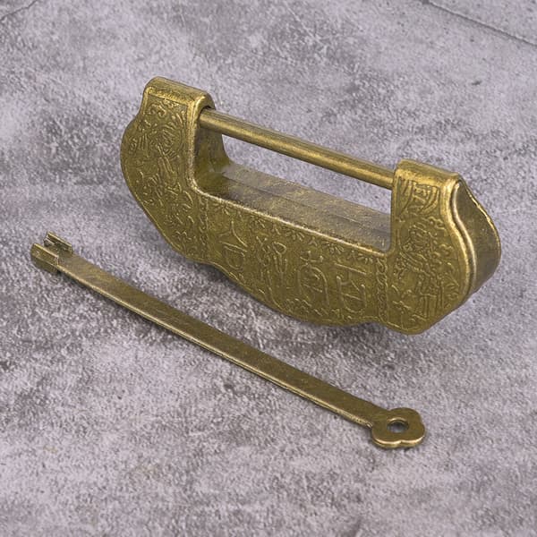 Sinklegering Antikk Lås Ming Qing-dynastiet Retro Stil Dør Skaplås med Dusk Bronse
