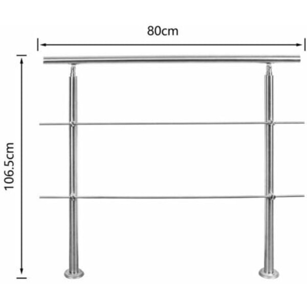 Ikkunan oven kaide Portaiden kaide ruostumatonta terästä oleva kaide kaide 80 cm 2 poikkipalkkia