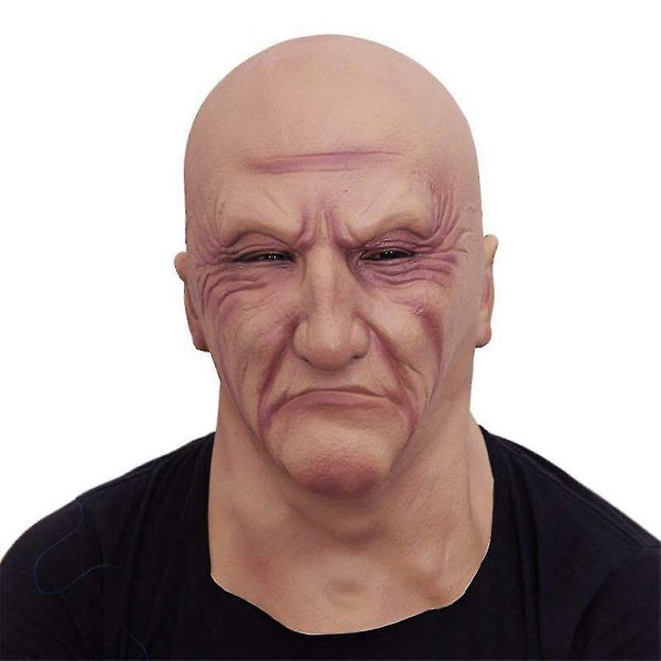 Halloween Skrekk Morsom Latex Full Hodeplagg Old Man Head Horror Mask