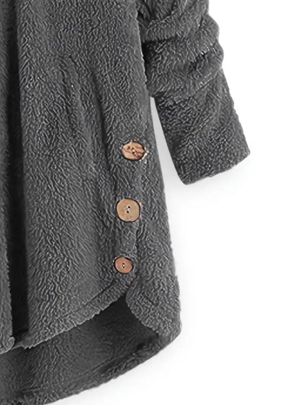 Kvinders termiske knap-ned varm jakke, casual overtøj til efterår og vinter, dametøj grå grey M