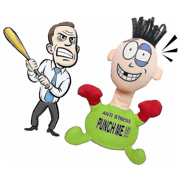 Punch Me Soft Stuffed Anti Stress Elektrisk Plys Legetøj Dukke Elektriske Julegaver-1 green
