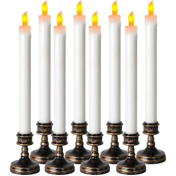 Flamlösa Led Ljus Elektroniskt Ljus Med Avtagbar Ljusstake Set Om 8 Långa Ljusstake Ljus,ljusstake Halloween Ljus Led Ljus 2,26 *