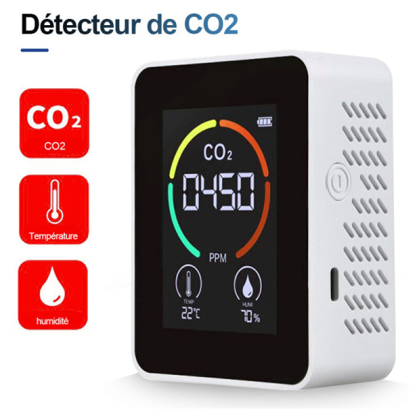 Hvit halvleder karbondioksiddetektor CO2 luftdetektor karbondioksiddetektor