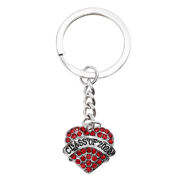 Graduation Key Chain Legering Nøkkelring Hjerte Sjarm Sirkel Søt eksamensgave Red