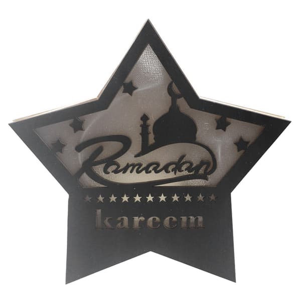 Ramadan Eid Mubarak Pentagram Stearinlys Blødt Lys Buksbom Bærbart Eid Håndværk LED Lys til Have JM01942