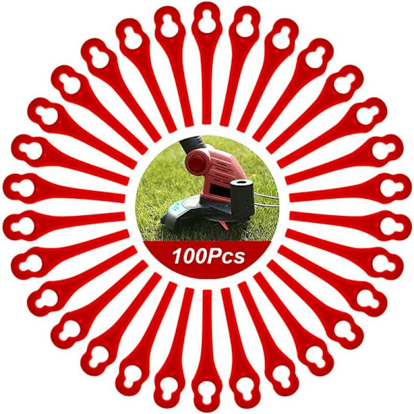 100 kpl 10 * 5 mm punainen muovinen ruohonleikkurin terä puutarharuohonleikkurin terä