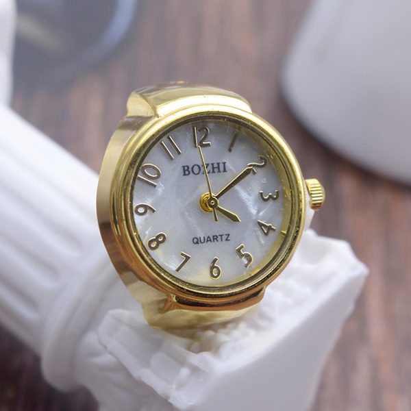 Watch Ring Dekorativ Klar Urtavla Smycken Klocka Kvarts Analog Finger Ring Klocka För Watch Golden 1