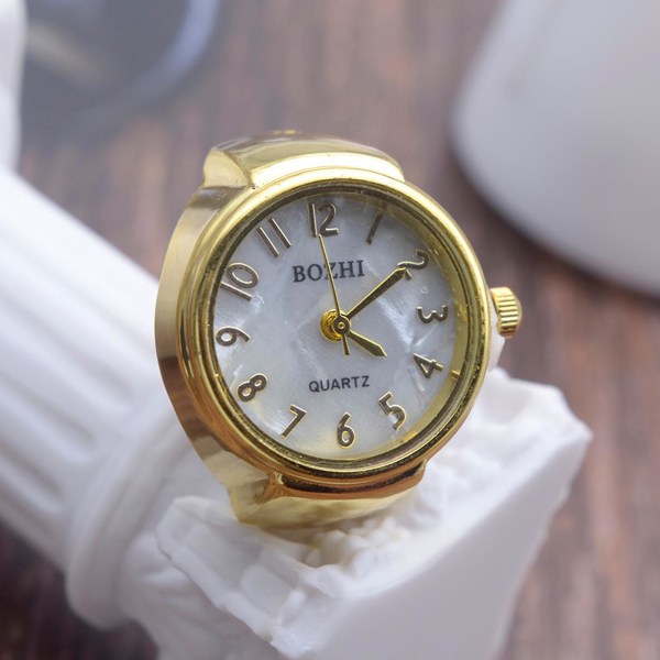 Watch sormus Koristeellinen kirkas kellotaulu korut kello kvartsi analoginen watch aikuisille Silver 2