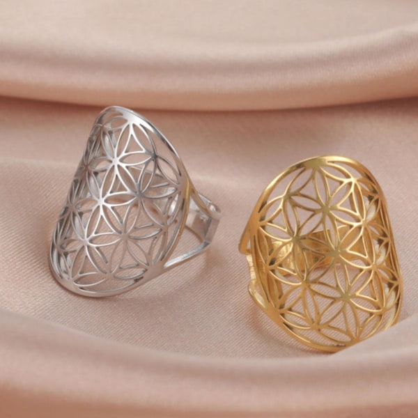 Udsøgt Trendy Ring Hollow Out Slidbestandig Simple Vintage Unisex Ring Daily Wear Rose Gold