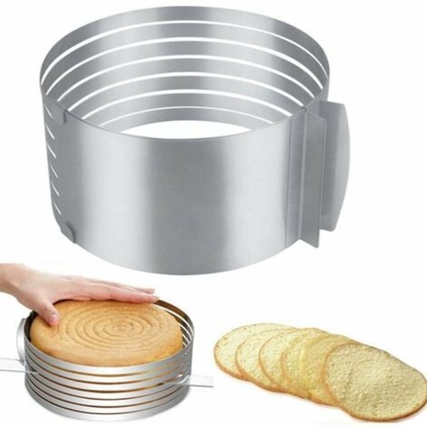 Tårtring 24-30 cm justerbar rostfritt stål rund svampskärare Expanderbar form Entremet Rin
