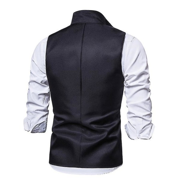 Mænd Lapel Suit Vest Casual Stilfuld ensfarvet vest L Black