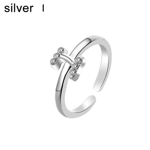 Mode Kvinnor Enkel A Till Ö Engelska Alfabetets Bokstav Rhinestone Öppen Ring Smycken Silver I