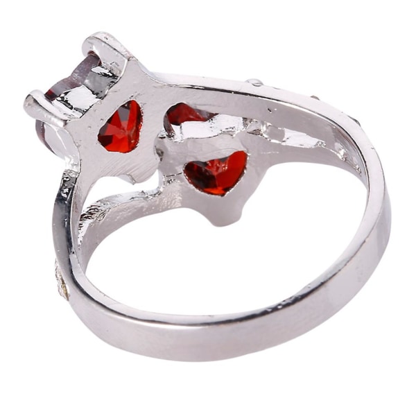 Mode Kvinder Luksus Cubic Zirconia Rhinestone Indlagt Double Love Heart Ring Multicolor US 9