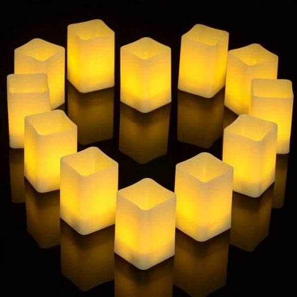 12-pack batteridrivet medium flamfritt flimrande LED-ljus för hem, bröllop, festival - varmvitt