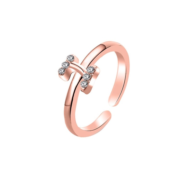 Muoti Naisten Yksinkertainen A–Z Englannin aakkoset tekojalokivi avoimet sormuskorut Rose Gold H