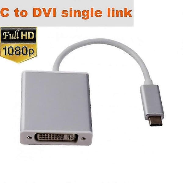 USB C til DVI Dual link adapter USB 3.1 Type C til DVI-D dual link kabel Thunderbolt 3 USB-C til Dual link DVI-D op til 2560 x 1600 C till DVI enkel länk