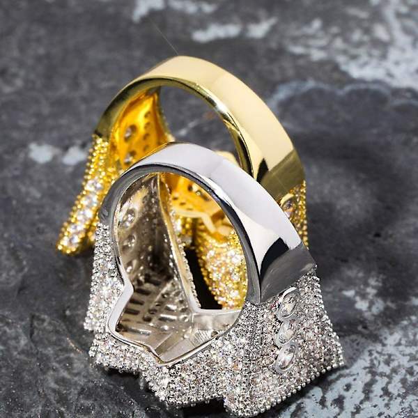 Trendiga nya fjärilsringar för kvinnor män Kopparberlock Guld Silverfärg Cubic Zircon Iced Ring Mode Hip Hop smycken Gold