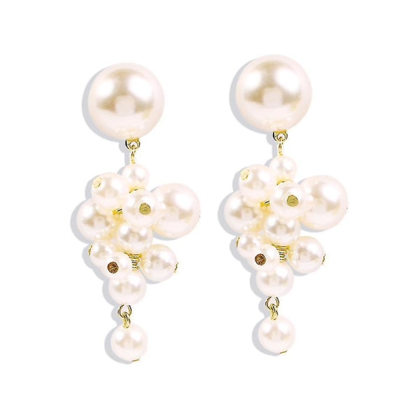 långa örhängen Konstgjorda Pearl Grape Cluster Golden Legering Smycken för bröllop
