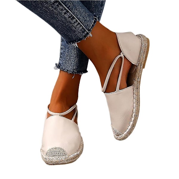 Kvinnor Stängd Toe Fisherman Sandaler Casual Flat Shoes Beige 40