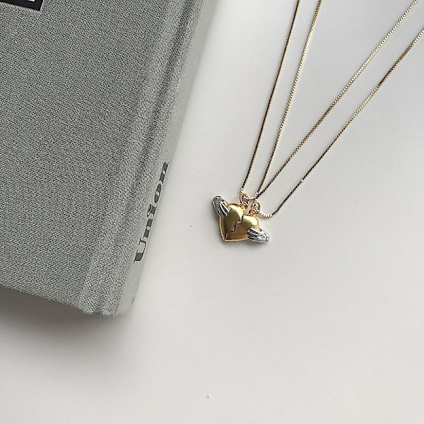 Halskæde Sølv S925 Heart Stud Fashion smykker Ac7575 Right Heart