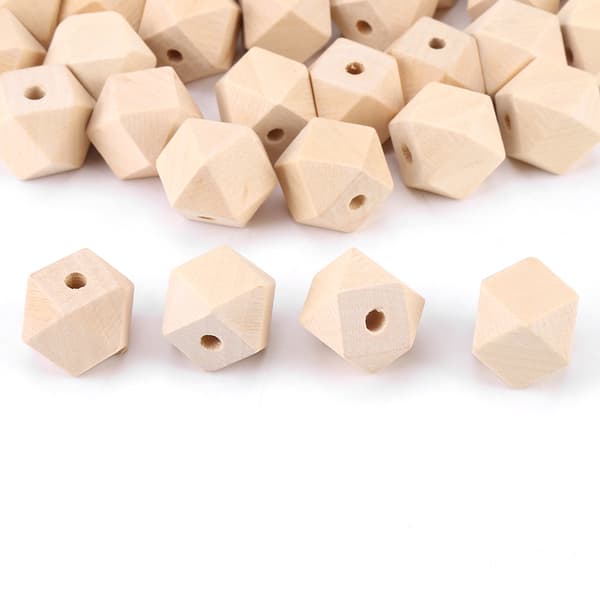 20 mm uafsluttede træperler - 50 stk, DIY geometriske polyedertilbehør