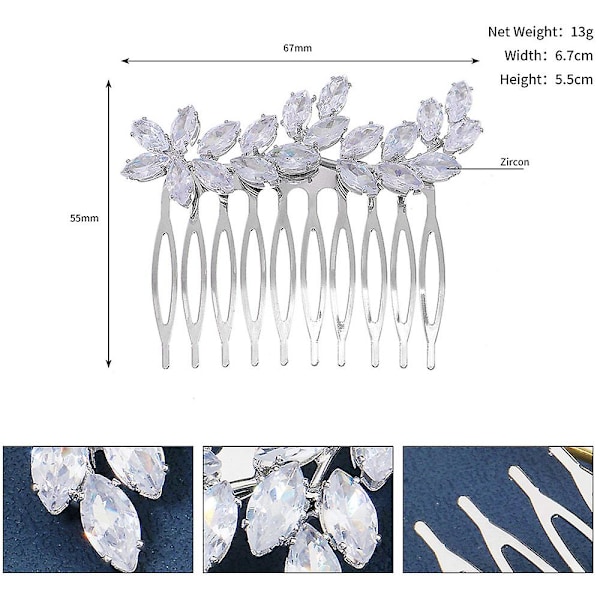 Brudens bröllop Insats för brudhuvudbonad kam Marquise Zirkon sidohårborste HS J6533S