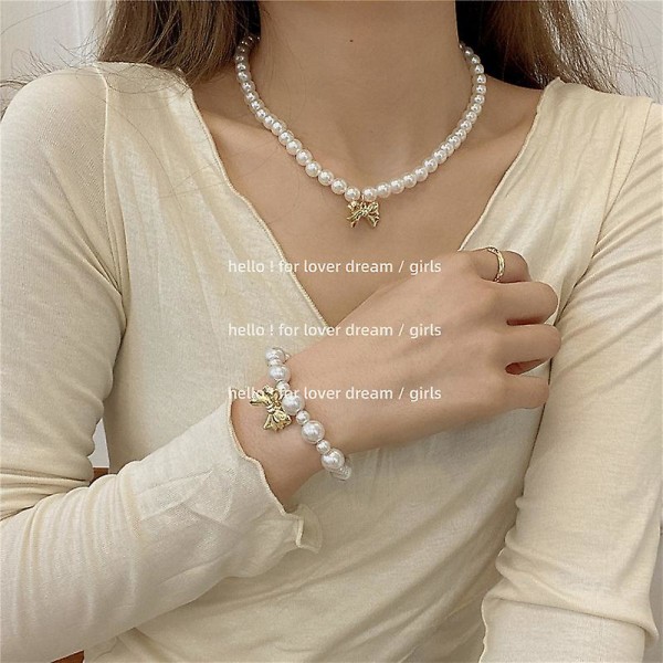 Kaulakoru Pearl Butterfly Stud Choker muotikorut Ac1562
