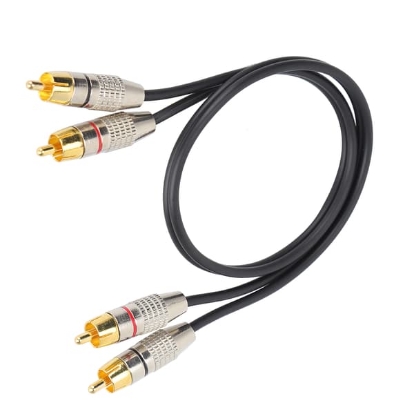 2RCA han til 2RCA han lydkabel aluminiumslegeringsstik til Xbox 360 sort 2m 6,6ft