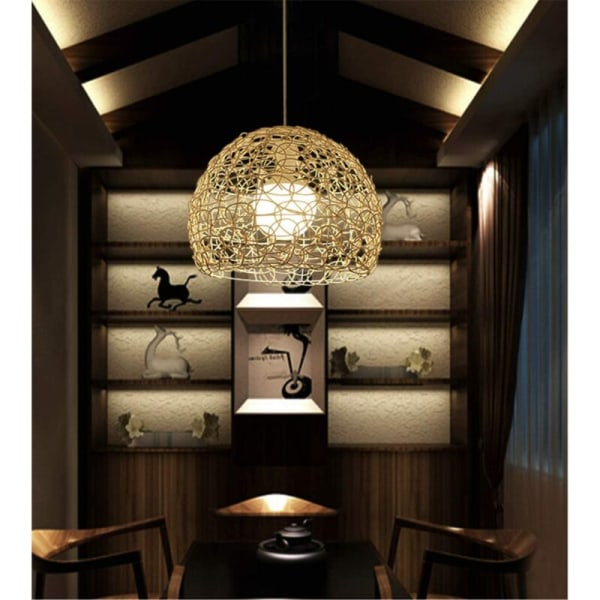 Diameter 25CM restaurant lysekrone bambus hamp ball fuglerede rotting lampe Dekorativ bambus rotting lysekrone Tak