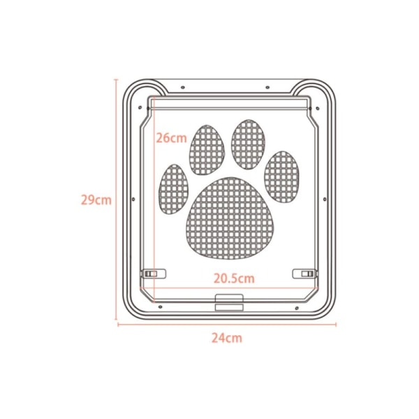 Dog Paw Print Dør Anti-bid Skærm Dør til Lille Hunde Kat Pet Dør,