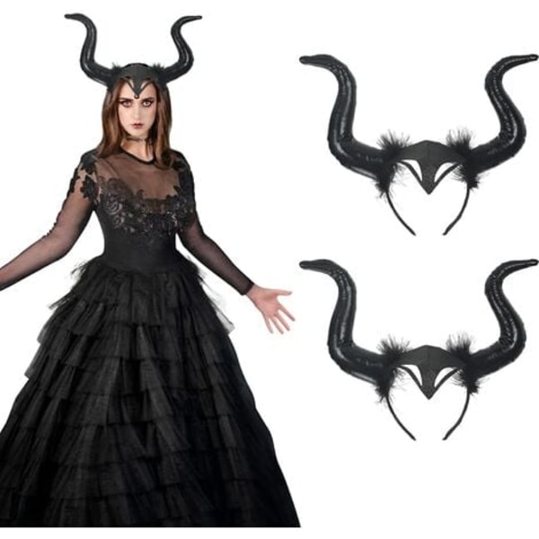 Stk Dæmon Pandebånd Horns Queen Pandebånd Sort Fest Cosplay Fancy Dress Pandebånd Unisex-voksenhår Pandebånd Gothic Wicke