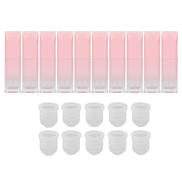 10 stk. 6 ml tomme genopfyldelige lipglossrør lyserøde gradient DIY læbestiftbeholdere