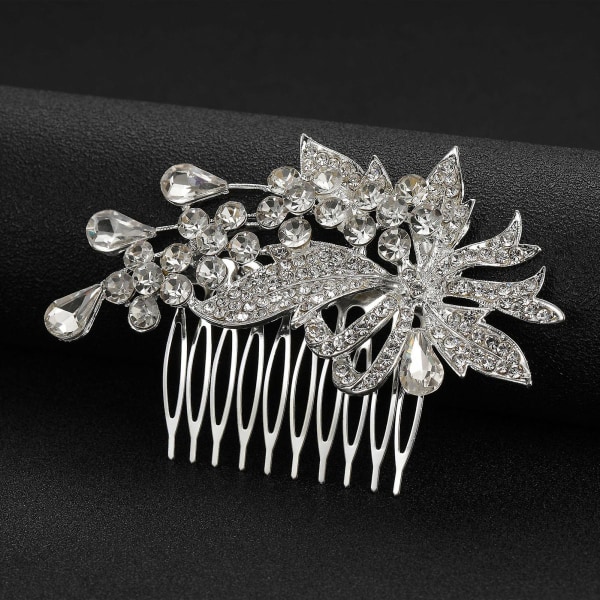 Hårkam Legering Innlagt Rhinestone Butterfly Leaf Comb Daglig Uformelt Hodeplagg 6