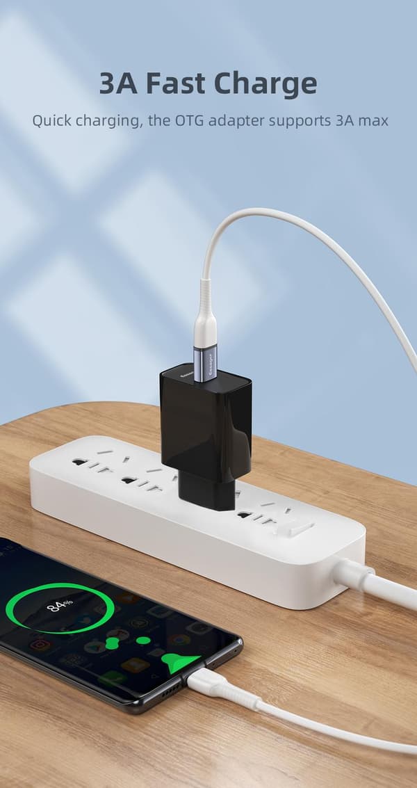 [qg]USB hane till USB-C hona höghastighetsdataöverföring, USB A till USB C Grå Grey one size