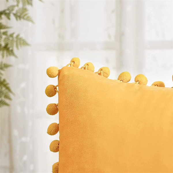 Set med 2 sammetskuddar med pumps Enfärgade kuddfodral Prydnadskuddar Kuddar Sittdynor Prydnadskuddar Soffkuddar för Sof Dark yellow