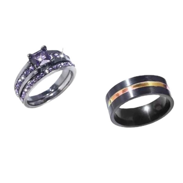 3 kpl / set Pari Sormukset Leveä Sileä Pinta Seos Cubic Zirkonia Ohut Line Sormukset Muotikorut