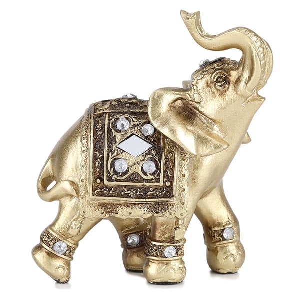 Guld Elegant Elefant Staty Hem Kontor Dekor Gåva