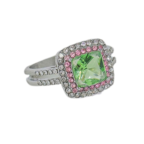 Kvinder Ring Firkantet Cubic Zirconia Smykker Shining Rhinestones Finger Ring Til Bryllup Green US 6