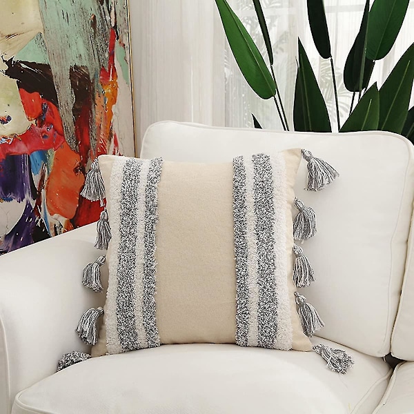 Amazon Brand - Putetrekk 45x45 Lineffekt For Soverom Mykt Putetrekk Dekorativ Sofa Hjem Seng Komfortabel Stue Moderne rektangulær utendørs pute