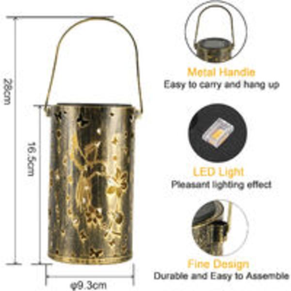 Solskyddslykta, Vattentät, Utomhusbelysning, Retro Hollow Lantern, Dekorativ konst, Garden Light