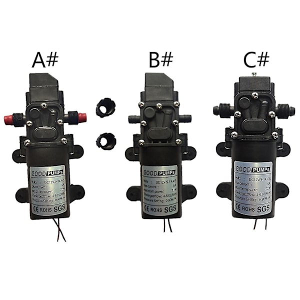 Dc12v selvansugende vandtryksmembranpumpe til campingvogn Rv båd 130psi C