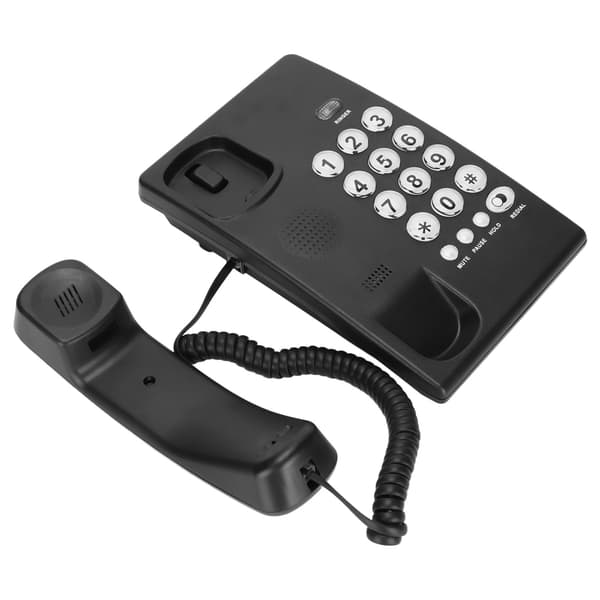 KXT504 Enkeltlinjet fastnettelefon med store knapper, skrivebordsmodel, multifunktionel til hjemmekontor, hotel, sort