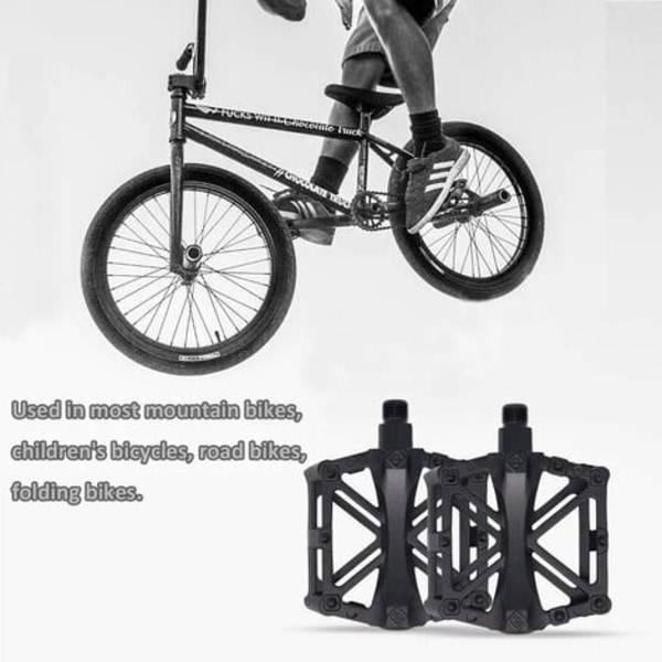 Cykelpedaler, cykelpedaler, aluminiumskrop, til MTB Mountain Road Bike 1 par (sort)