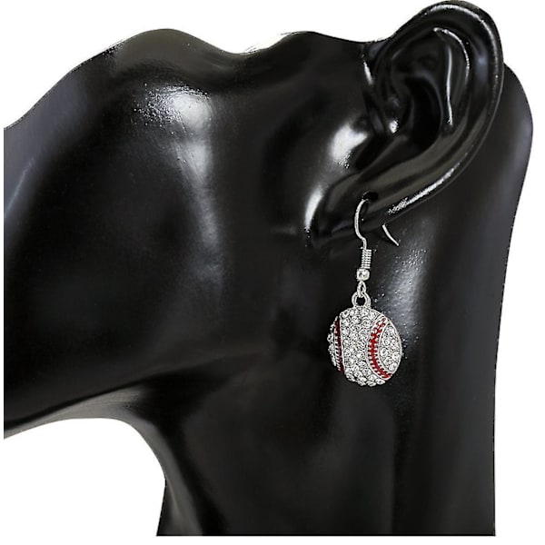 rhinestone sølv runde baseball drop øredobber