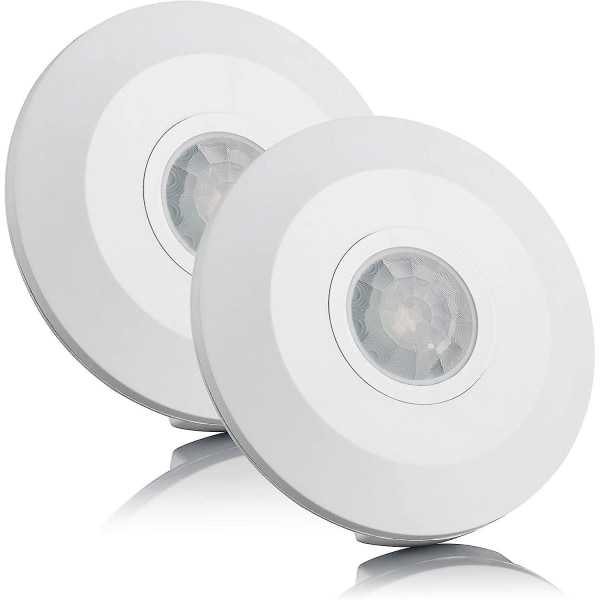 2x indendørs bevægelsesdetektor, overflademontering, programmerbar, infrarød sensor, rækkevidde 6m/360, egnet LED