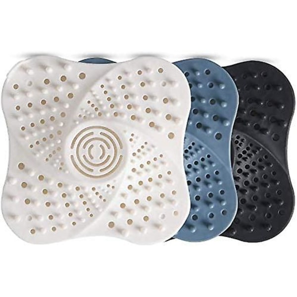 3-pack Duschavlopp Hårfångare Hårfilter Filter Avloppsfilter Badkar Silikonrör Dränering Hårfångarstoppfilter med sugkopp för badrum