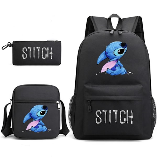 Lilo Stitch Ryggsäck Set Skolväska-Svart Black