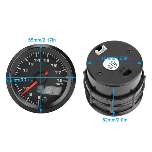2in 52mm Bil Modificeret Voltmeter Spændingsmåler Pointer Digital Display Stepper Motor