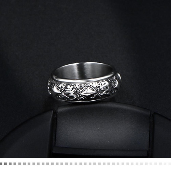 Buddhism Design Roterande Bred Finger Ring Man Charm Smycken Dekoration Gift US 6